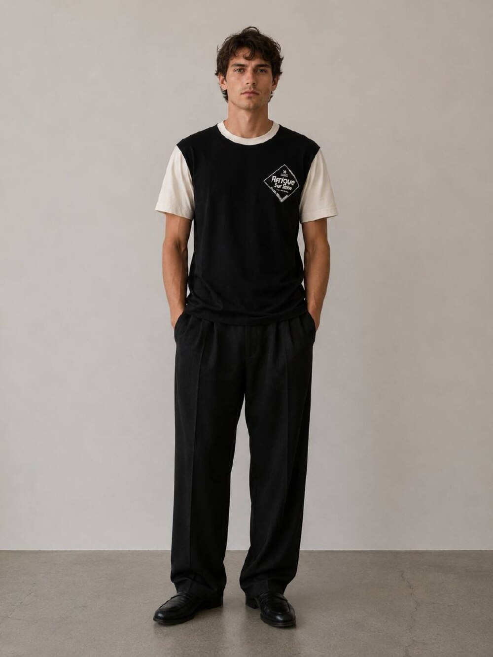 Wales Bonner Twilight Reverie Black Cotton Ringer Tee